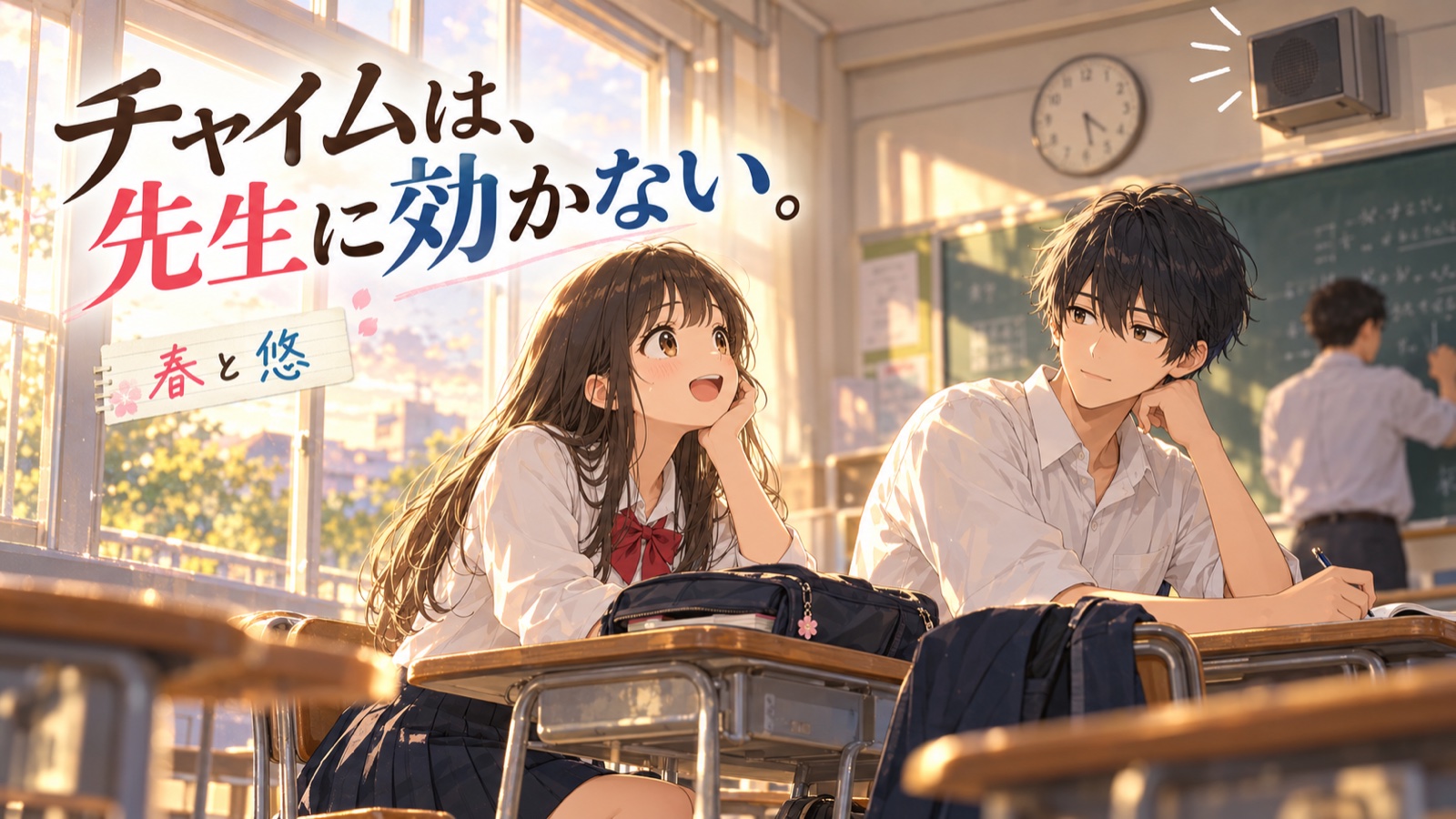 チャイムは、先生に効かないの場面を描いた春と悠の表紙